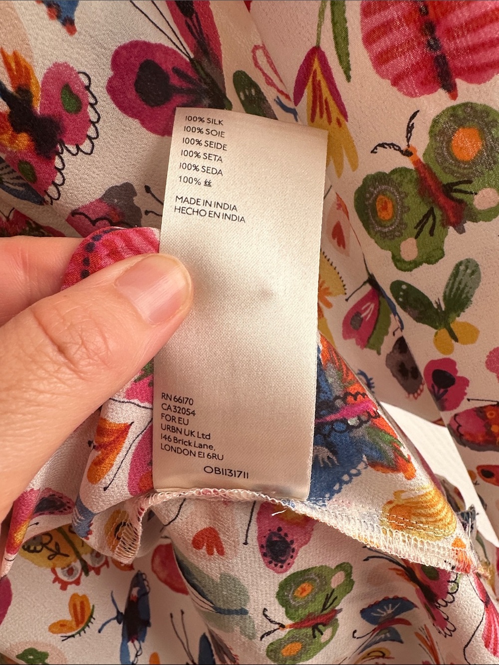 Anthropologie White Button-Up Blouse with Multicolor Butterfly & Floral Print - Picture 3 of 6